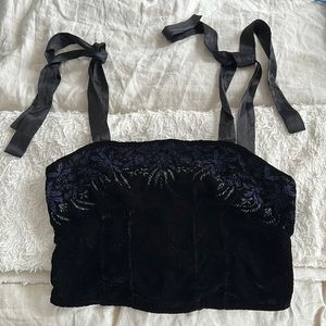 Free People velour tie strap crop top medium